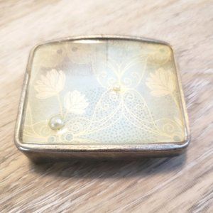 Floral Resin Belt Buckle with Pearls